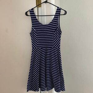 Lush Navy/White striped fit & flare dress